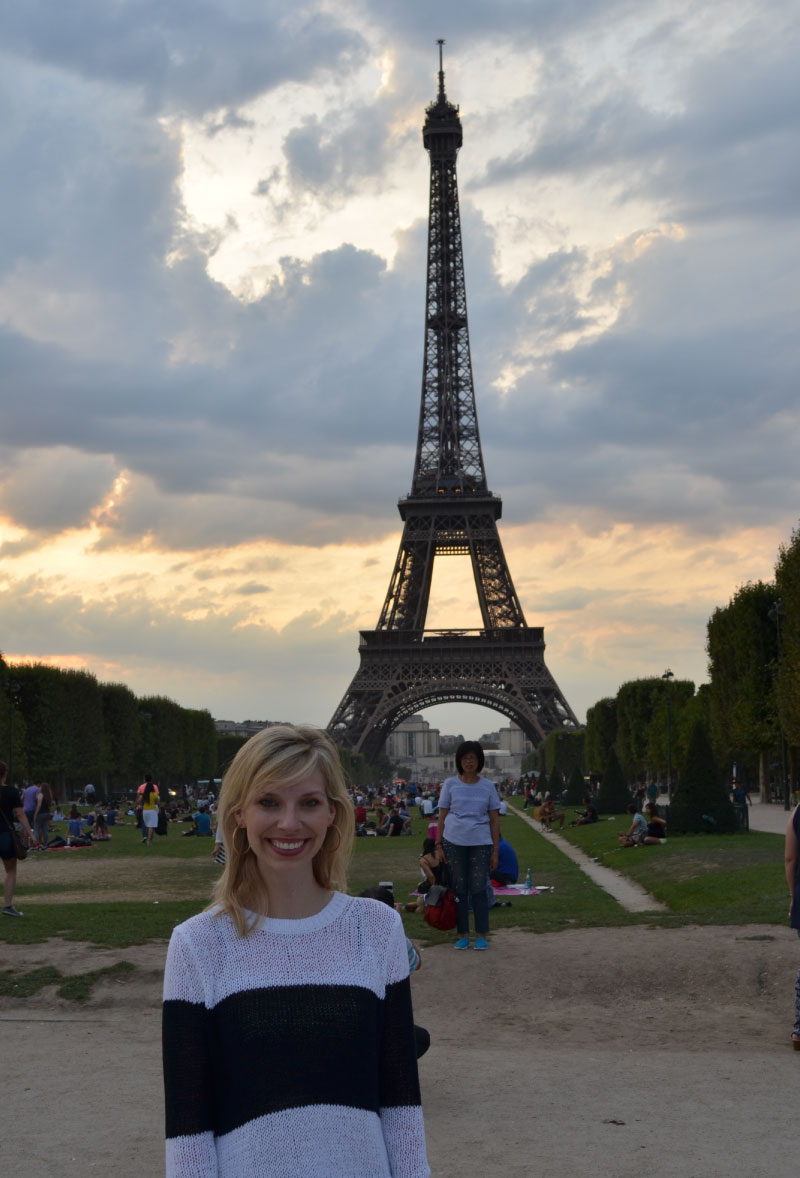 Katie at the Eiffel Tower in Paris, France